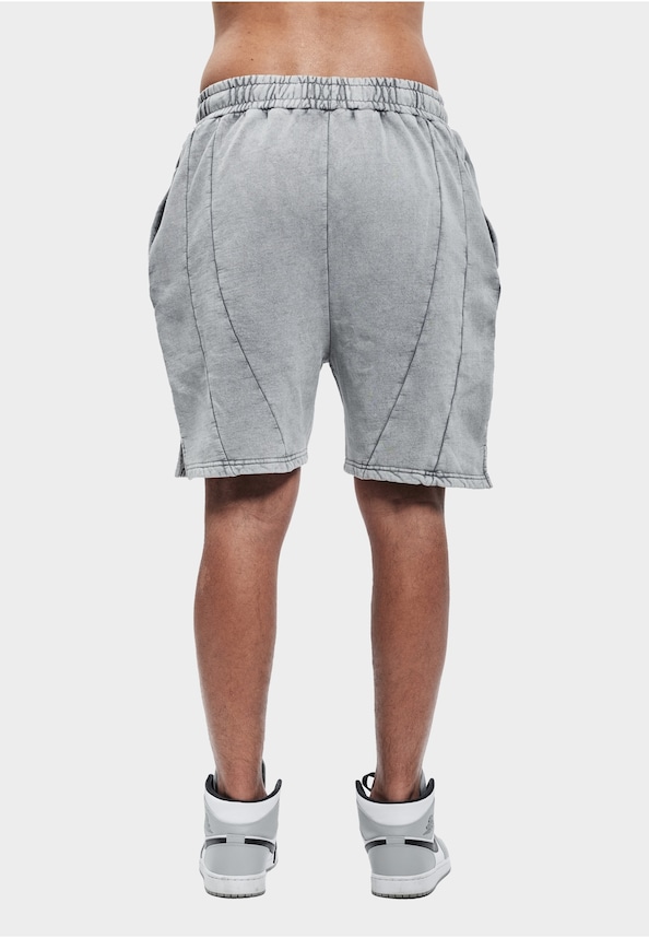 Cutline Washed Sweat Shorts-1