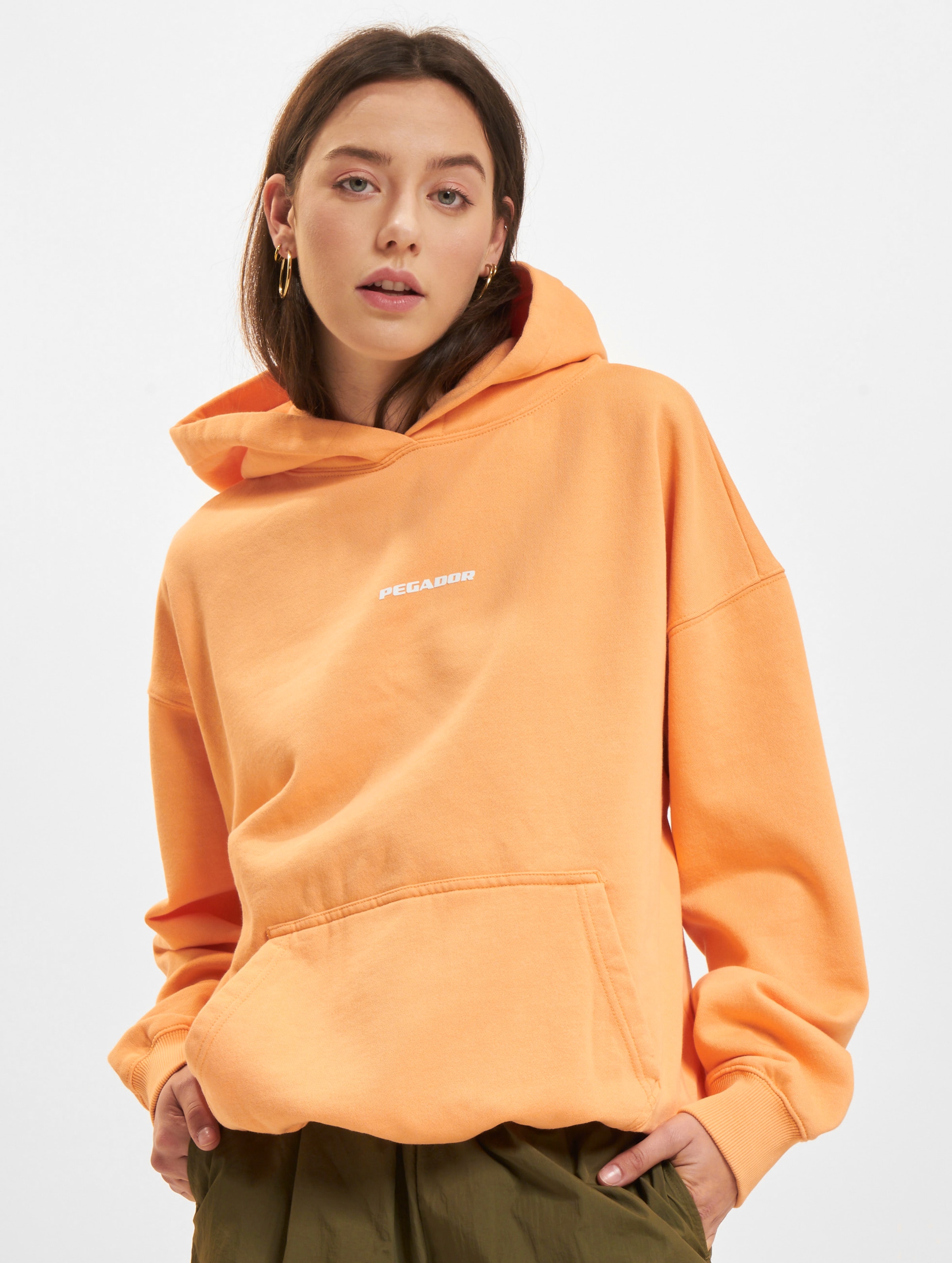 PEGADOR Clarita Logo Oversized Hoodies Vrouwen op kleur oranje, Maat XS