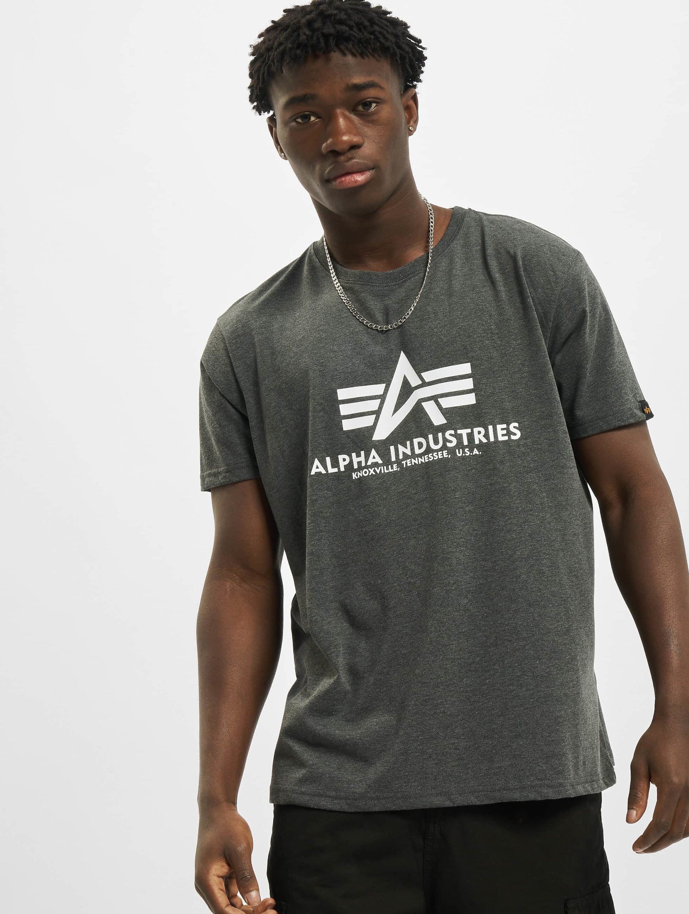 Alpha Industries Basic T-Shirts Mannen op kleur grijs, Maat XL