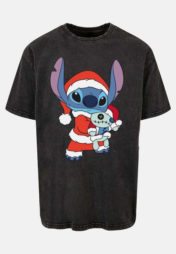 Lilo And Stitch - Christmas Acid Washed Oversized Tee-4