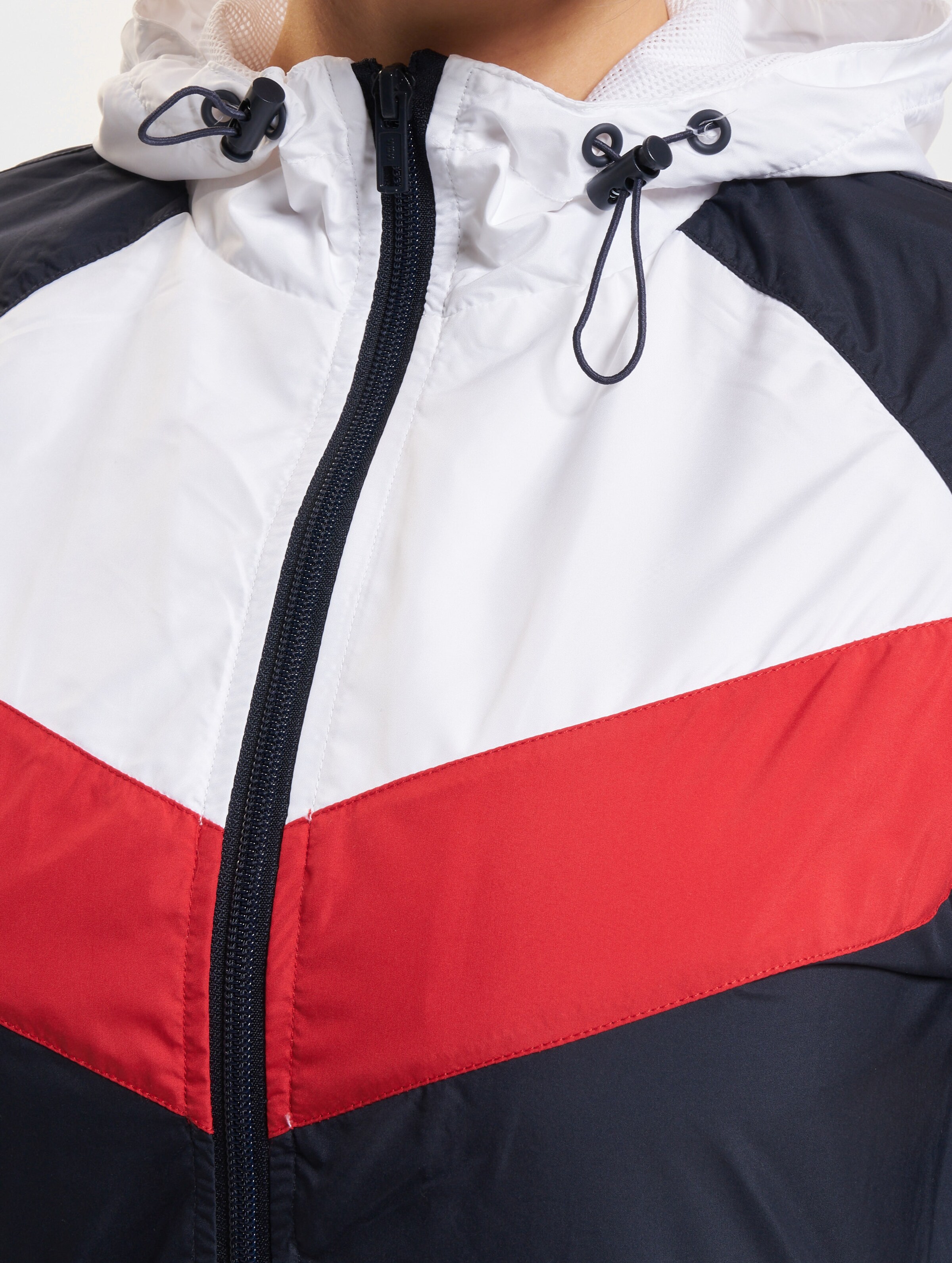 Urban Classics Damen Windbreaker – Leichte 3-Ton-Jacke Mit Kapuze, Raglan-Ärmeln & Reißverschluss
