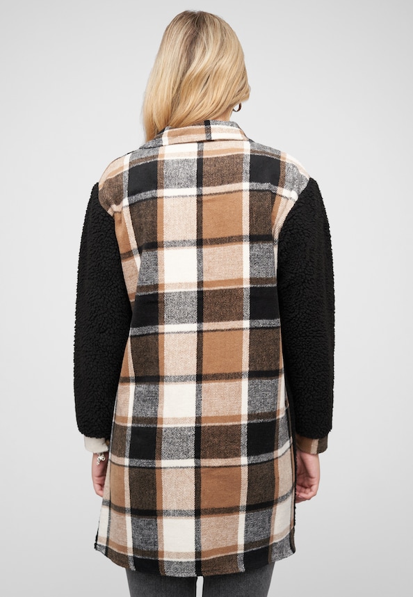 Teddyfell Shacket-Jacke Mantel mit 2 Brusttaschen-1