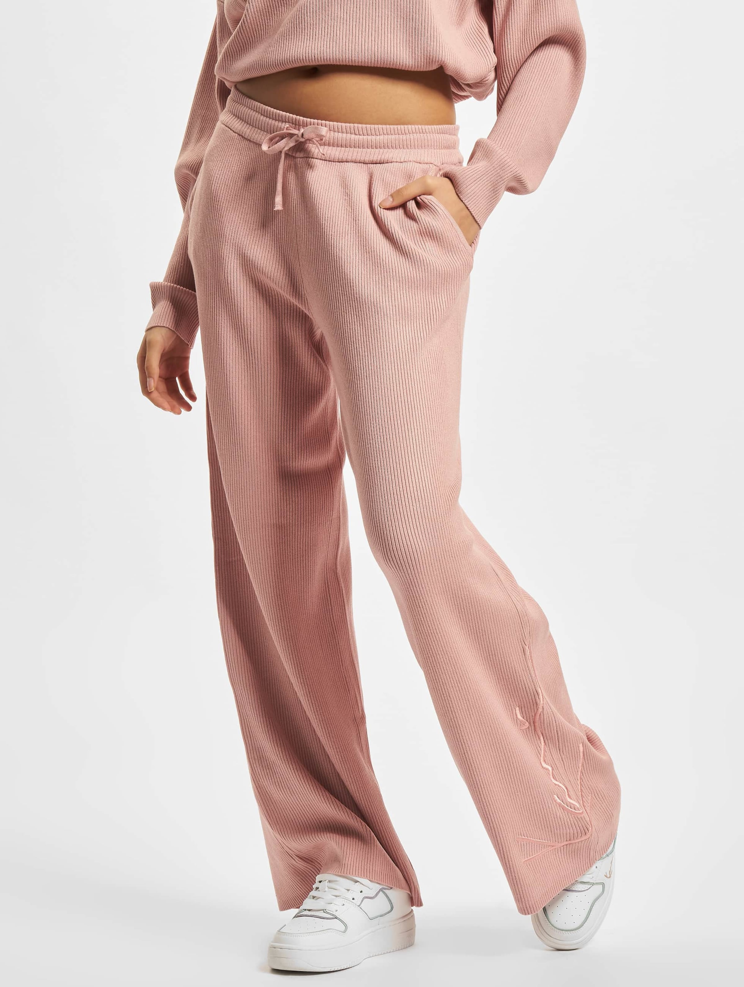 Karl Kani KW221-022-1 Signature Wide Leg Rib Pants Kinderen op kleur roze, Maat XL