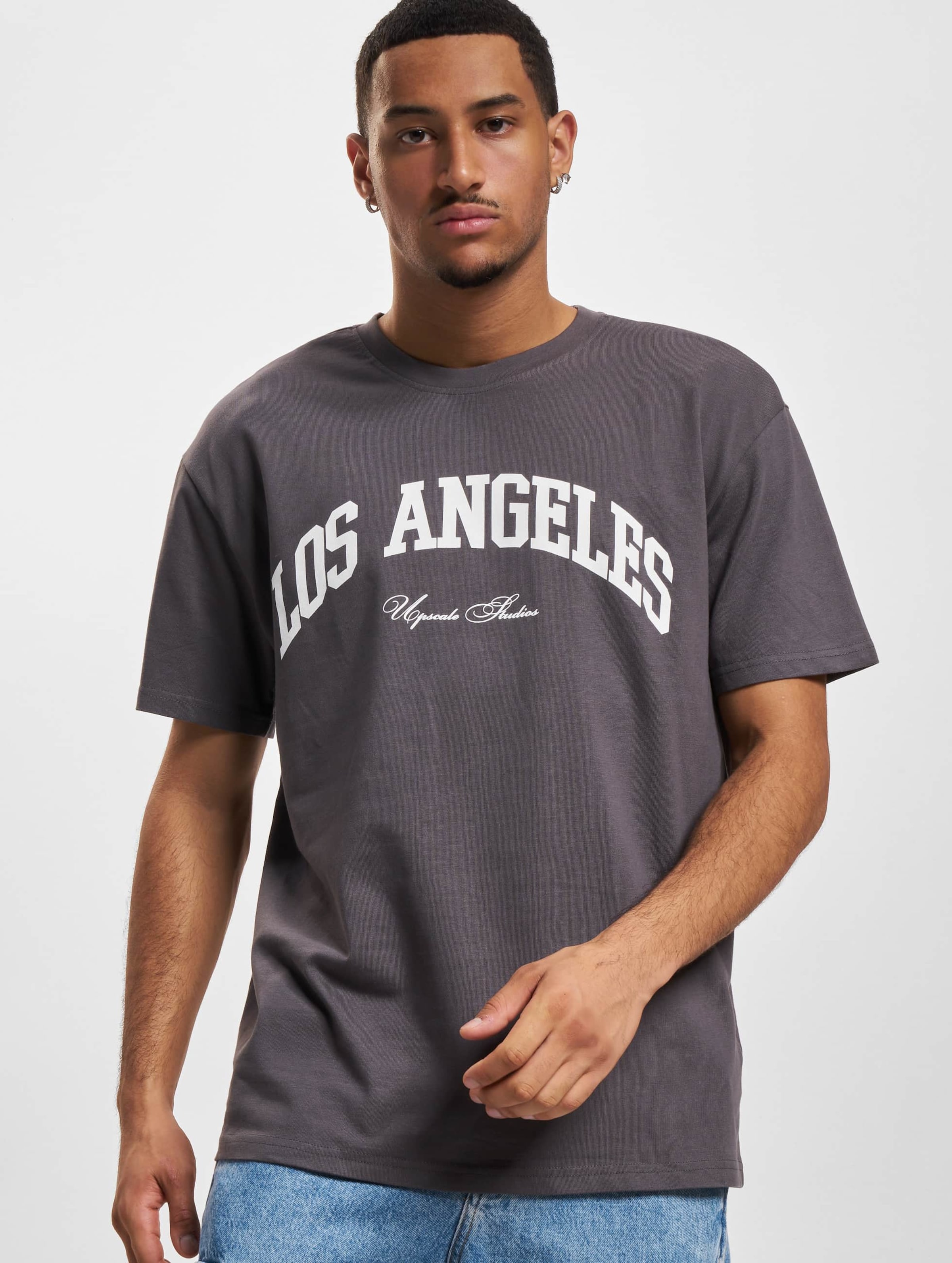 Mister Tee Upscale L.A. College Oversize T-Shirt Mannen op kleur grijs, Maat XS