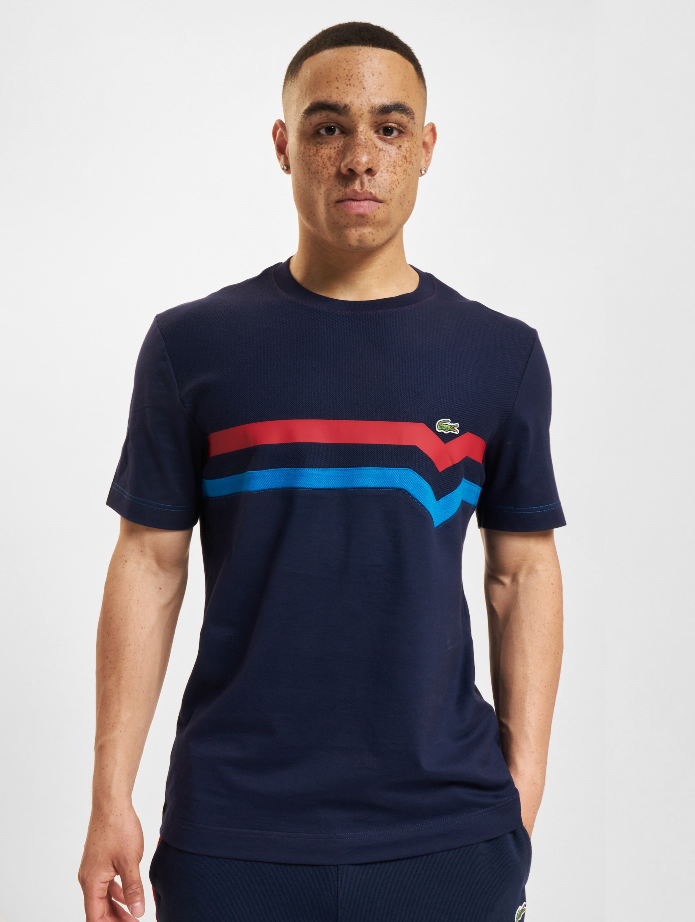 Lacoste Striped T-Shirt Männer,Unisex op kleur blauw, Maat S
