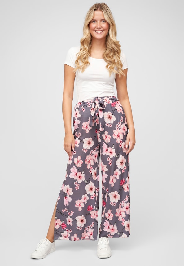 High-Waist Sommerhose mit Blumen Print-4