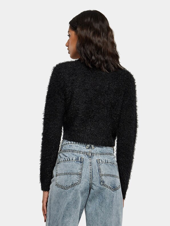 Urban Classics Ladies Tied Cropped Feather Cardigan-1