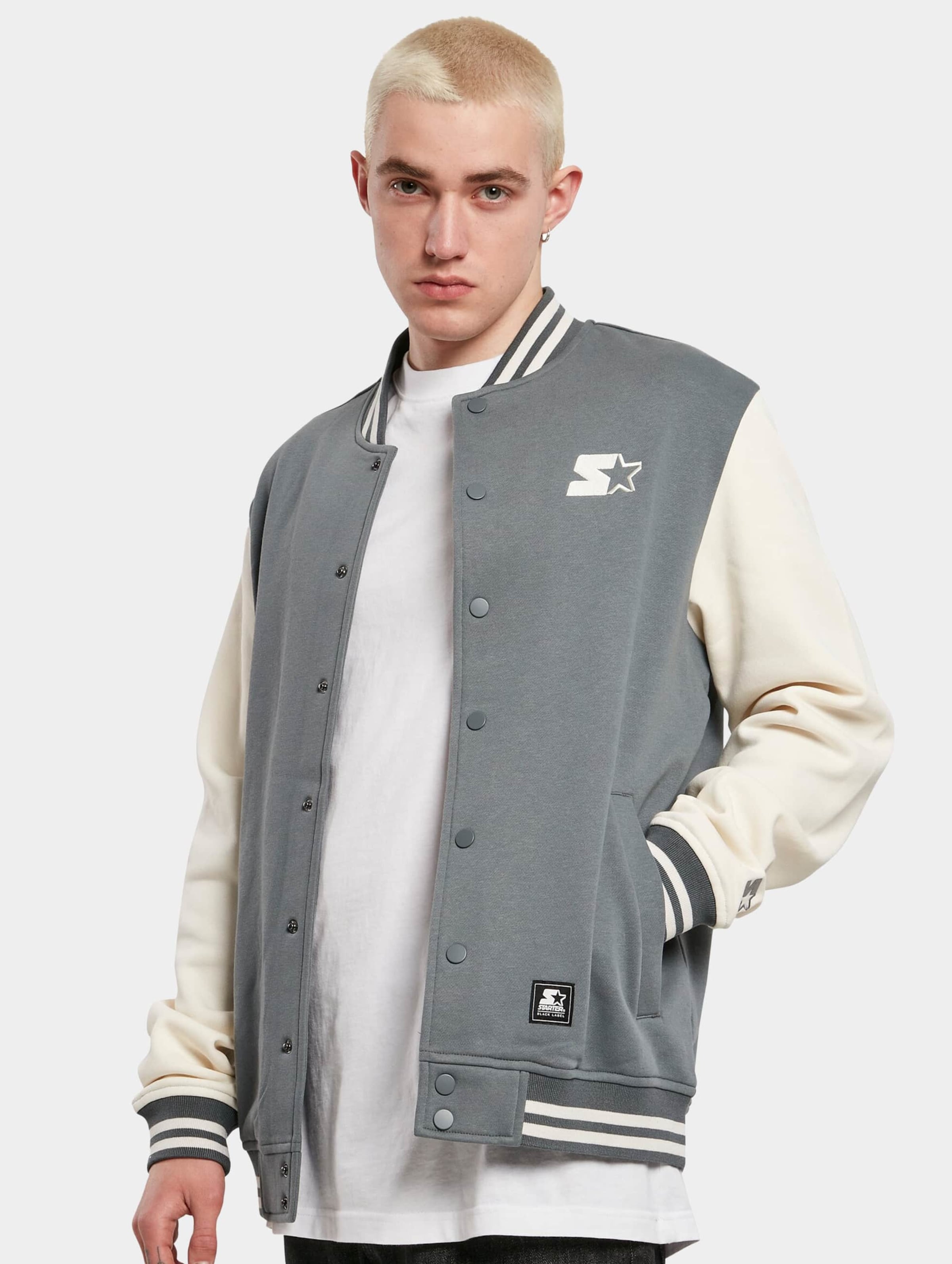 Starter College Fleece Jacket Mannen op kleur grijs, Maat XL