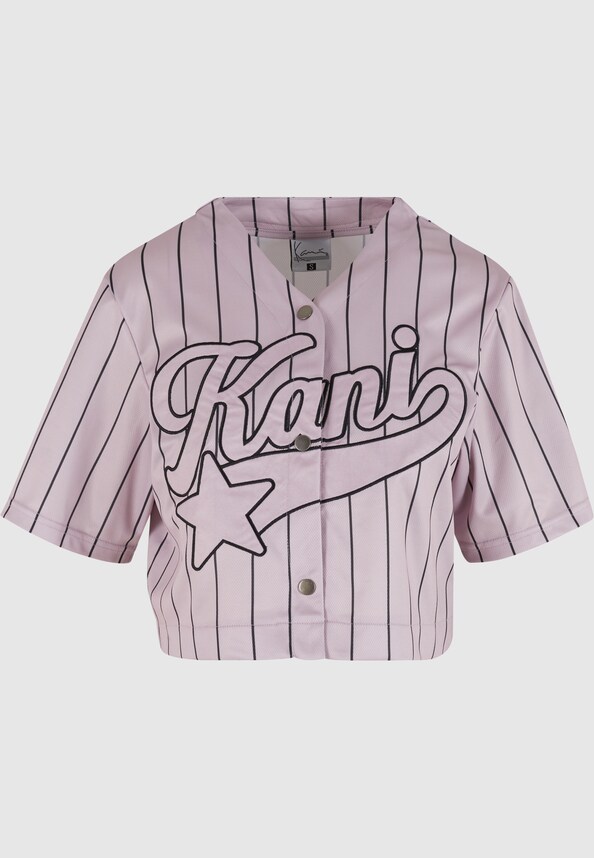 Karl Kani OG Star Logo Crop Pinstripe Baseball Shirt-4