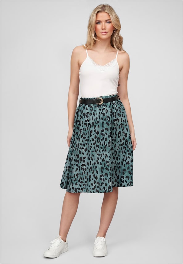 Cloud5ive Damen Crepe Rock mit Leo Print inklusive Gürtel-5