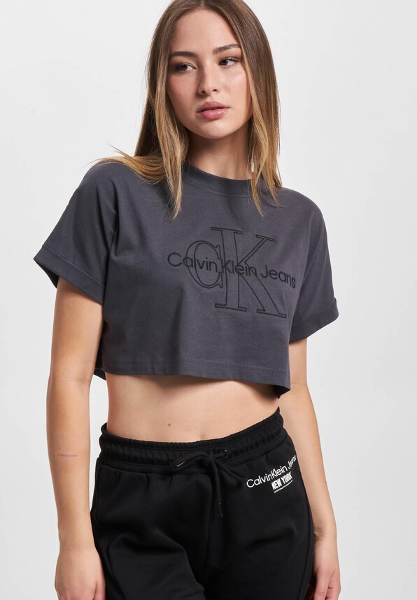 Calvin Klein Jeans Monologo Cropped T-Shirt-0