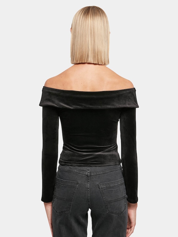 Ladies Velvet Rib Crossed Off Shoulder-1