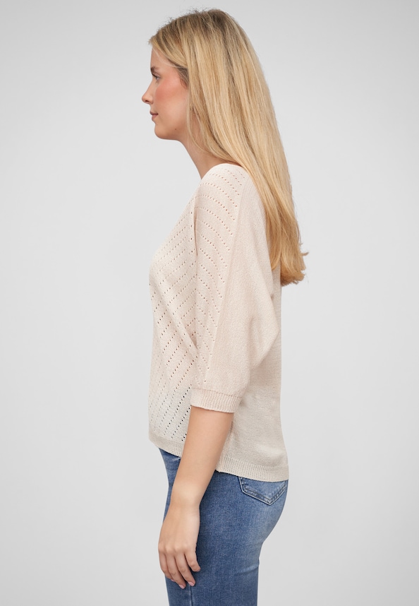 Cloud5ive Damen 3/4 Arm Top mit Fledermausärmeln und Lochmuster-2
