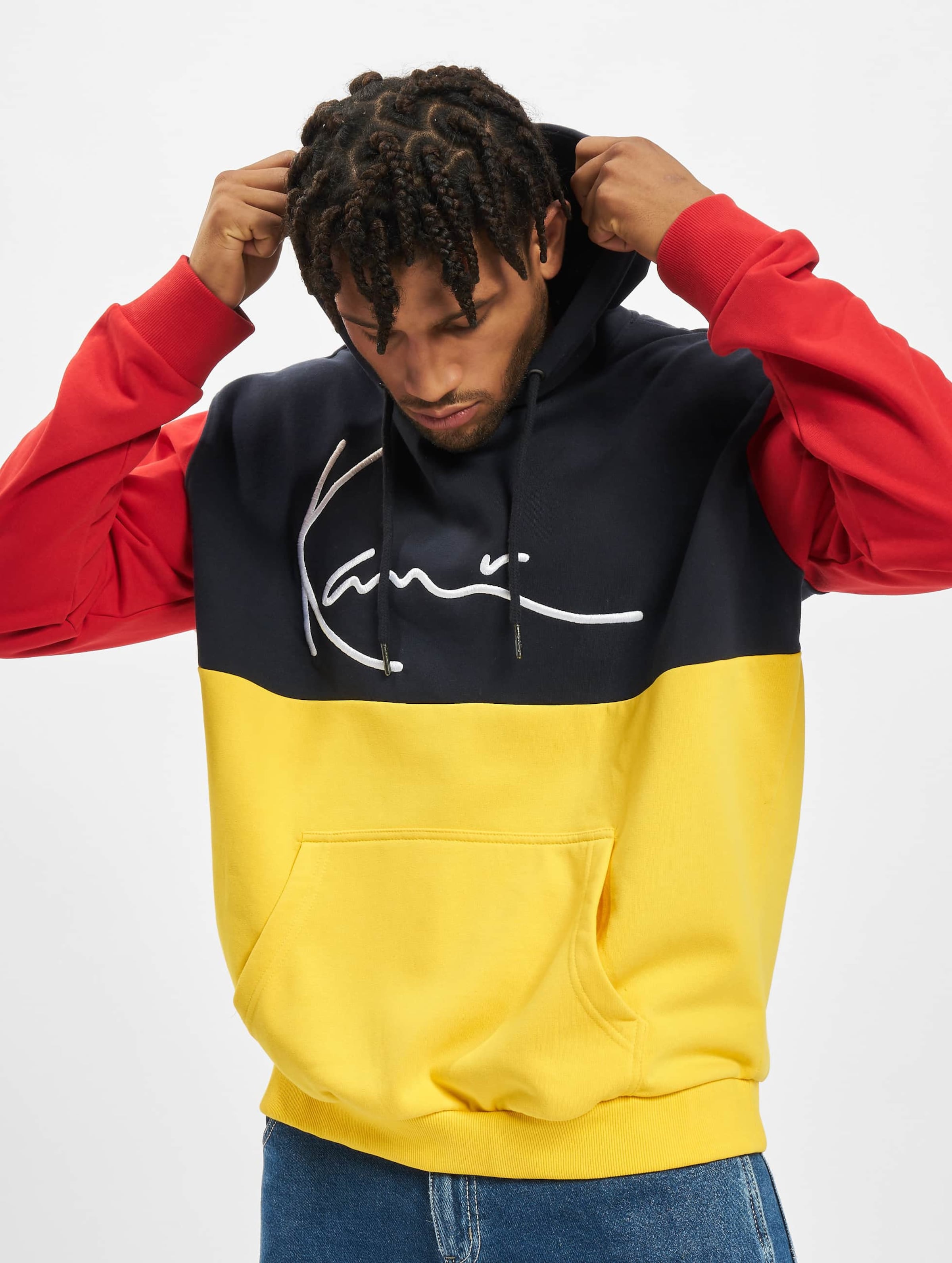 Karl Kani Small Signature Block Teddy Hoody Männer,Unisex op kleur geel, Maat S