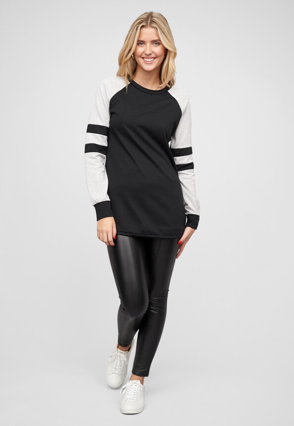 Sweatkleid mit Raglanärmeln und Rundhals Kontrast-4