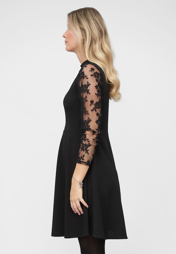 Long Sleeve Choker Dress with lace inset-2