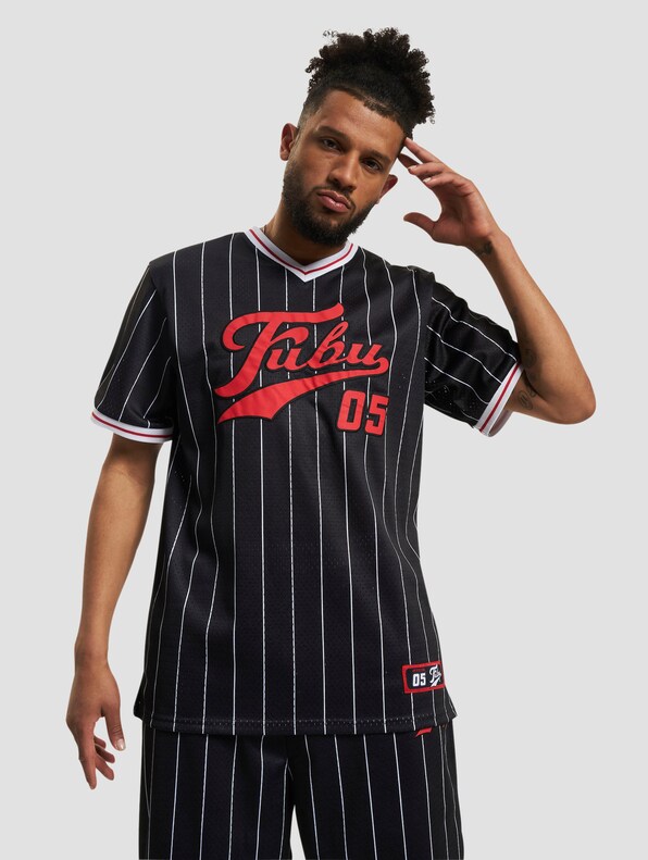 FUBU Varsity Pinstriped Mesh Tee-2