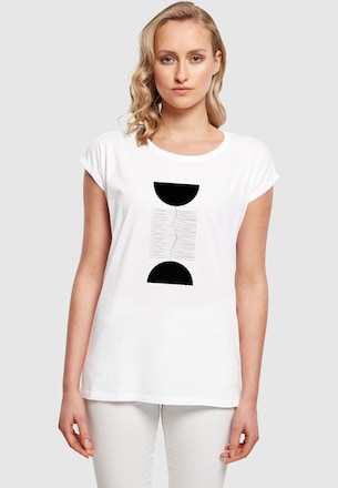 Ladies Abstract Lines Extended Shoulder Tee