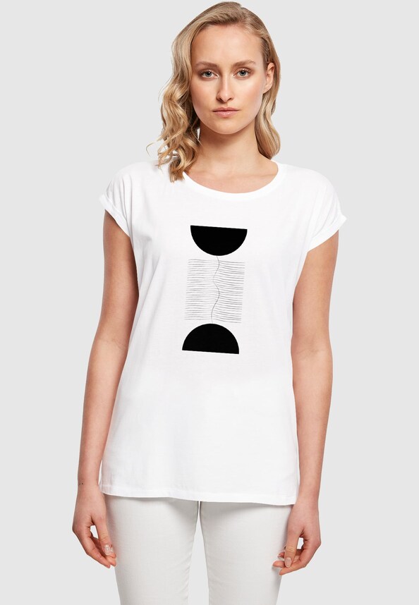 Ladies Abstract Lines Extended Shoulder Tee-0