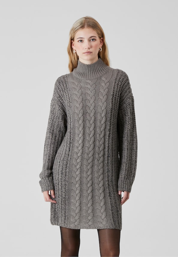 NMLORI L/S HIGH NECK CABLE KNIT DRESS-0