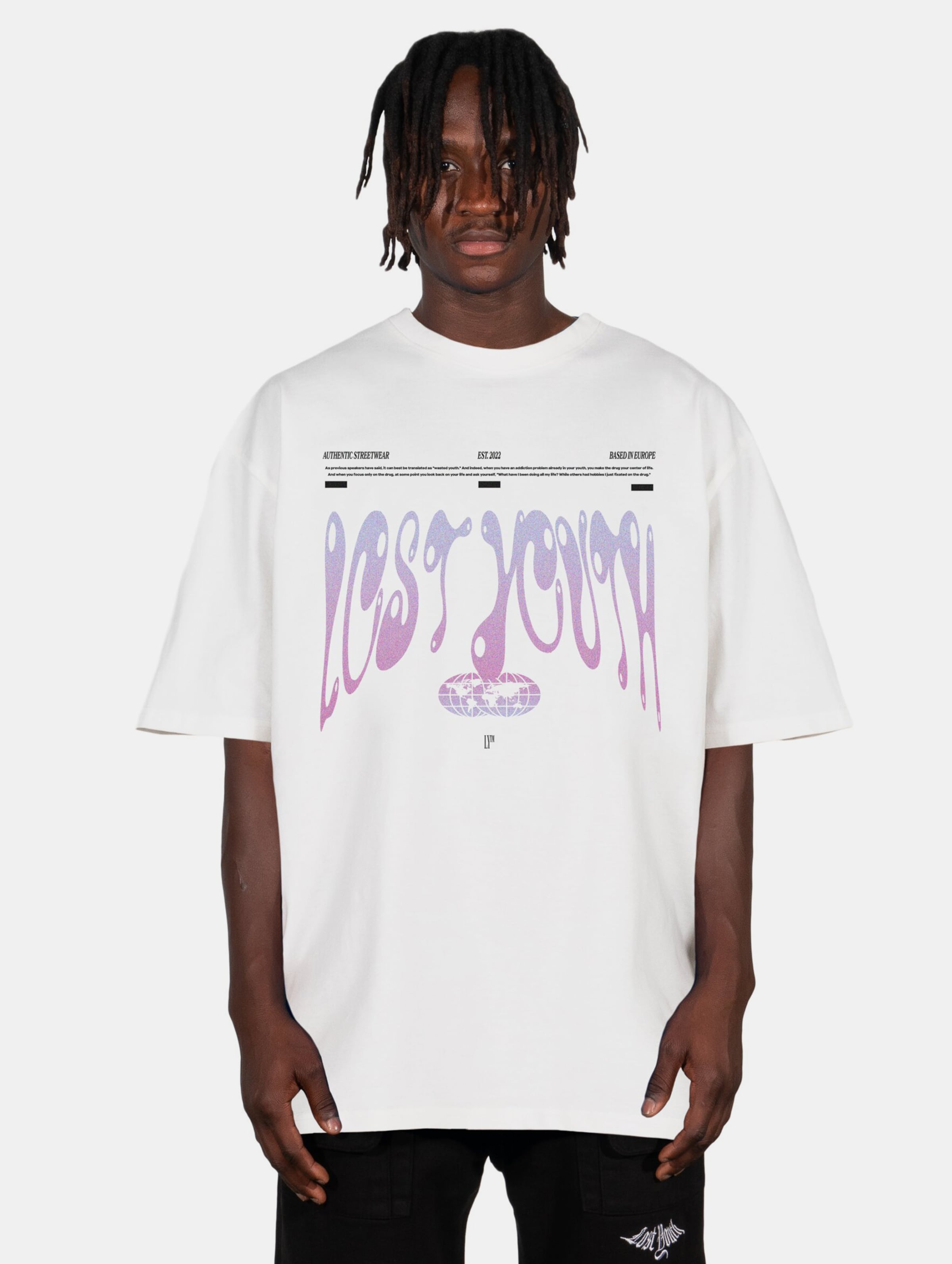 Lost Youth LY TEE- AUTHENTIC Männer,Unisex op kleur wit, Maat XS