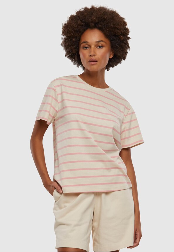 Ladies Striped Boxy Tee-0