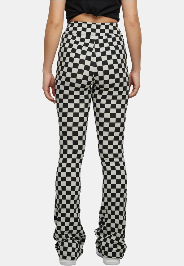 Ladies Checked Boot Cut Leggings-1