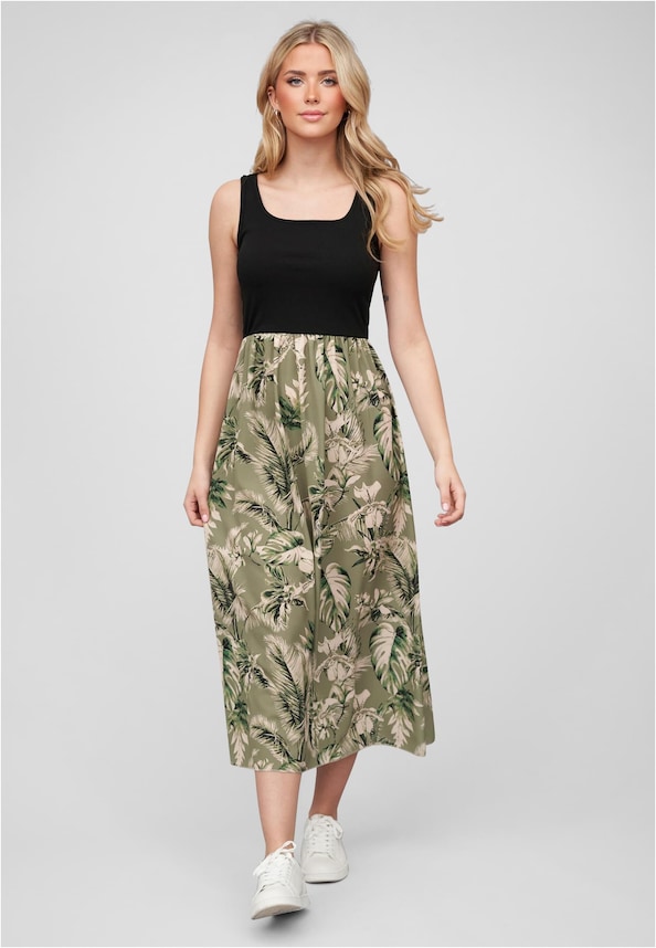 Cloud5ive Damen Maxi-Kleid 2-Tone mit Palmen Print-5