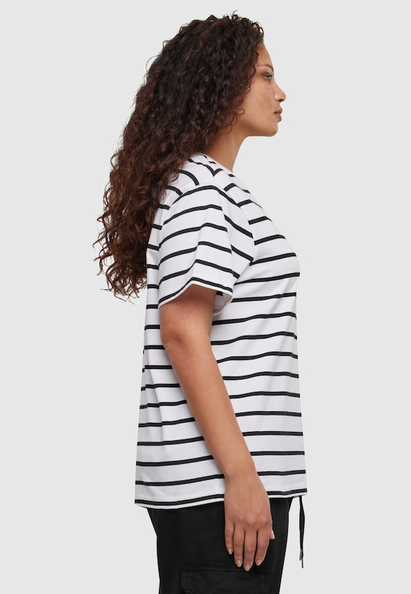 Ladies Striped Boxy Tee-11
