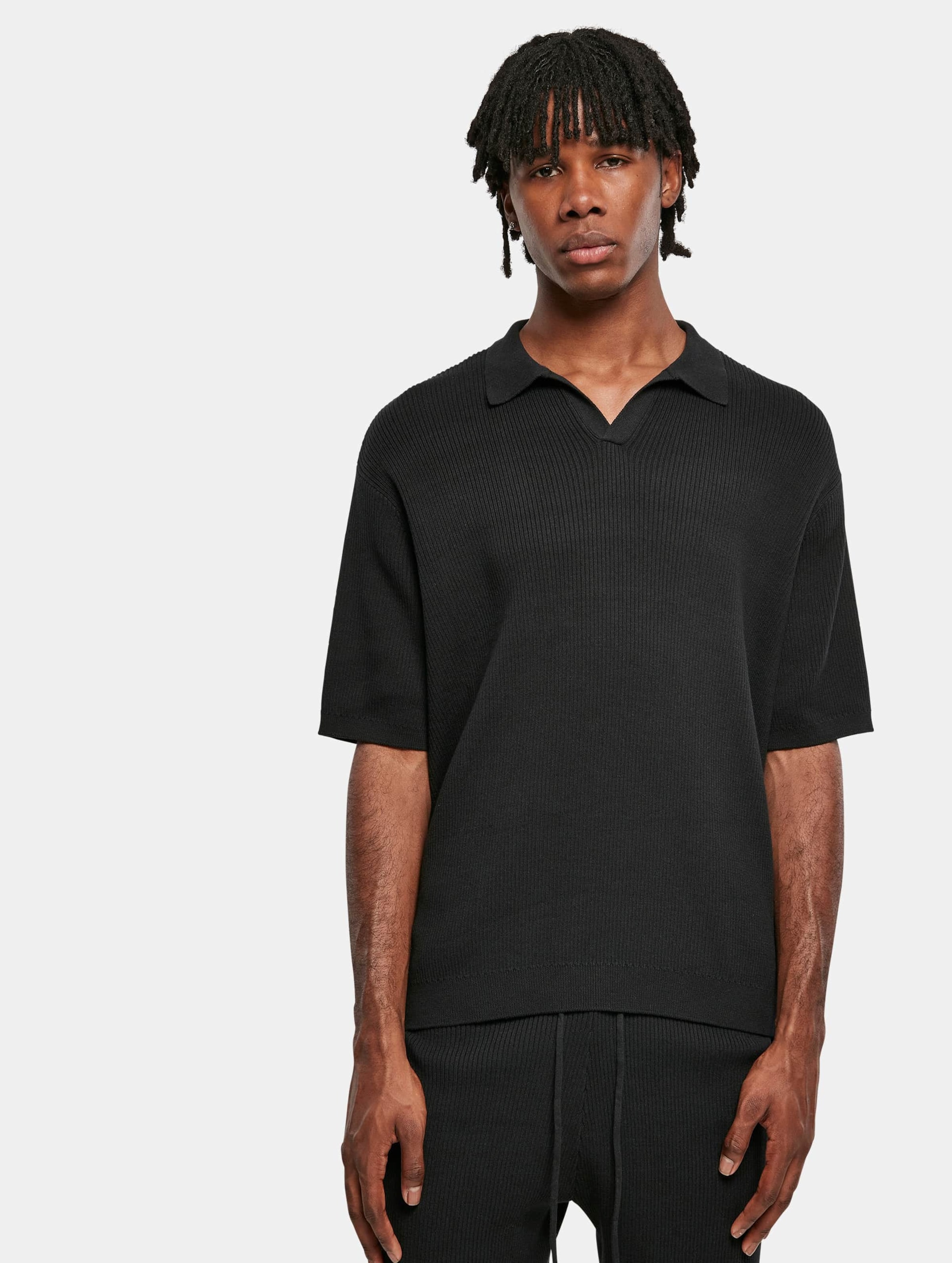 Urban Classics Ribbed Oversized Shirt Mannen op kleur zwart, Maat S