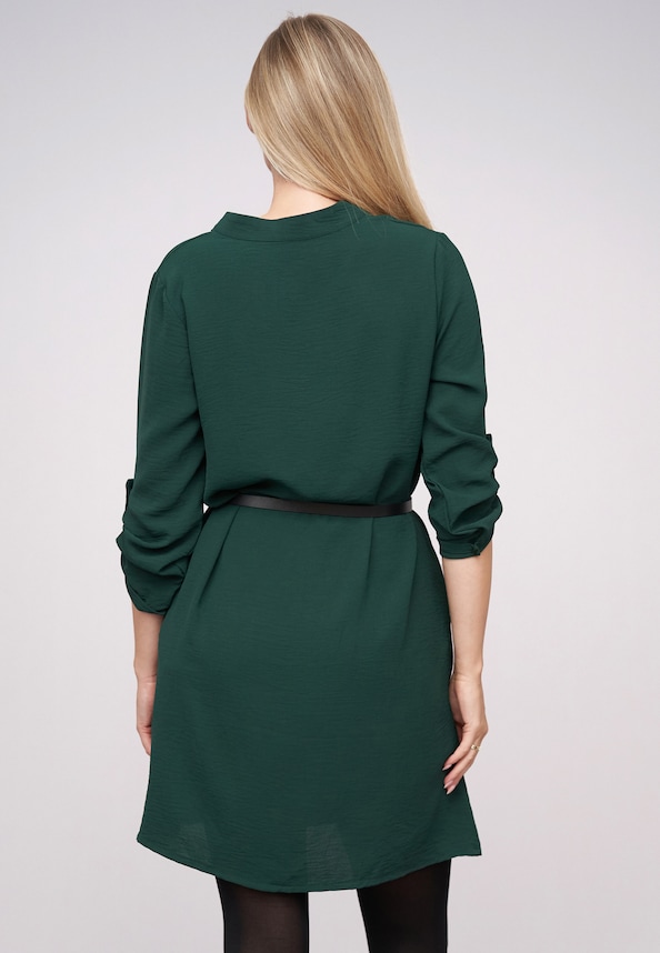 Musselin Dress with turn-up sleeves and belt-1