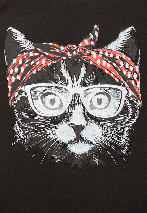 Cloud5ive Damen T-Shirt Bandana Katzen Print-4