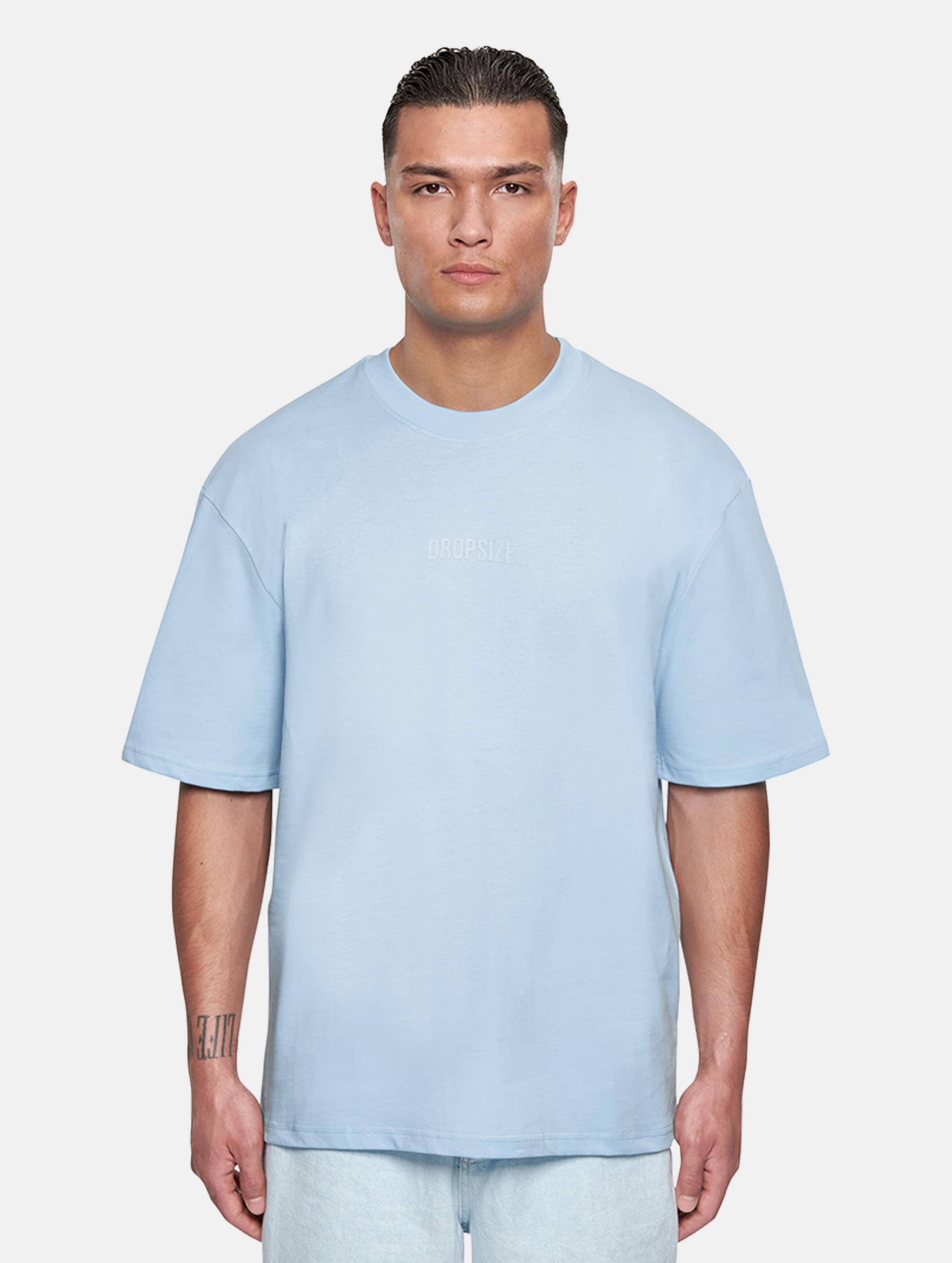 Dropsize Heavy Oversize Curved HD Logo T-Shirts op kleur blauw, Maat XS