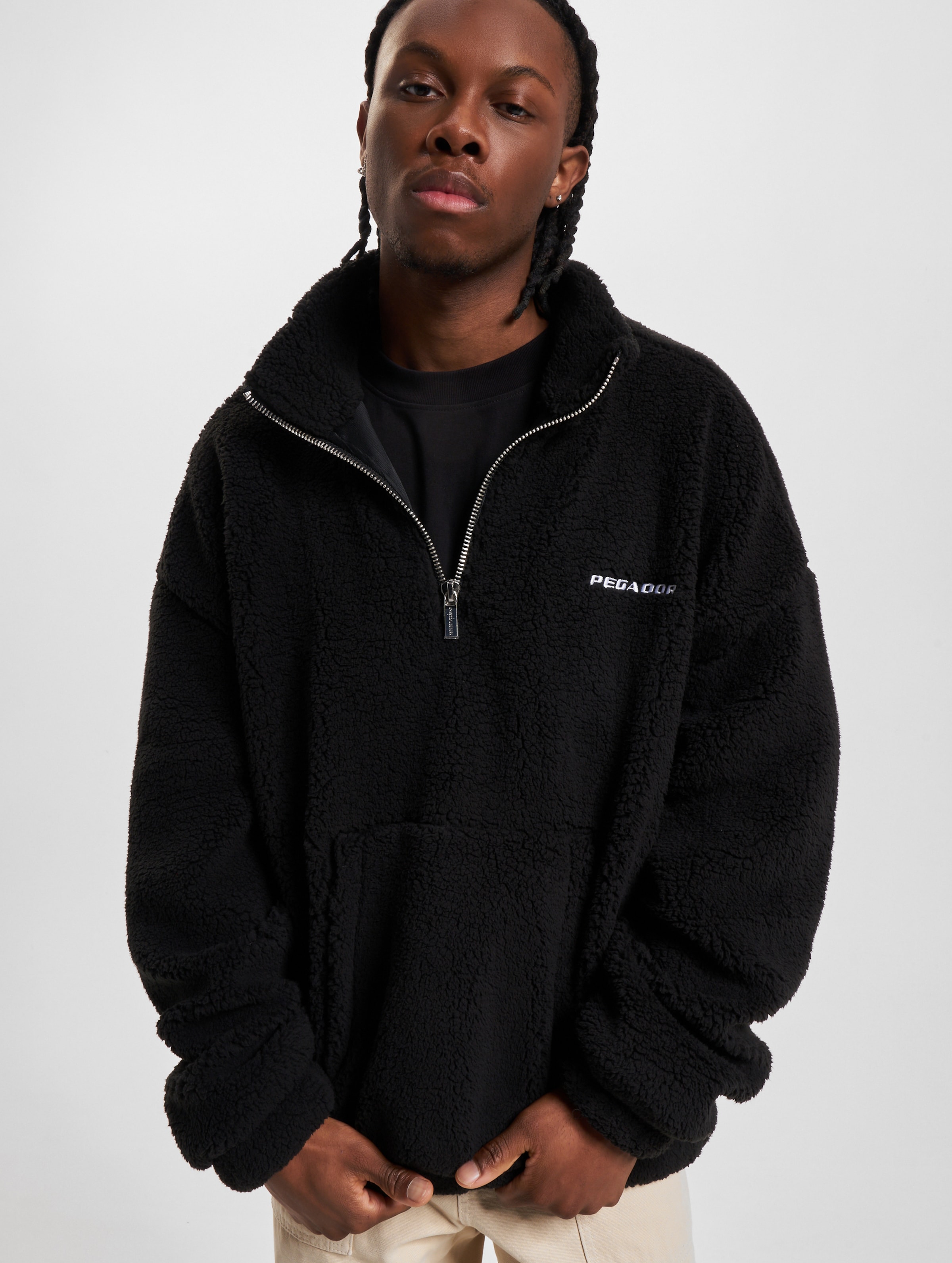 PEGADOR Pegador Puka Half Zip Sweater Unisex op kleur zwart, Maat XS