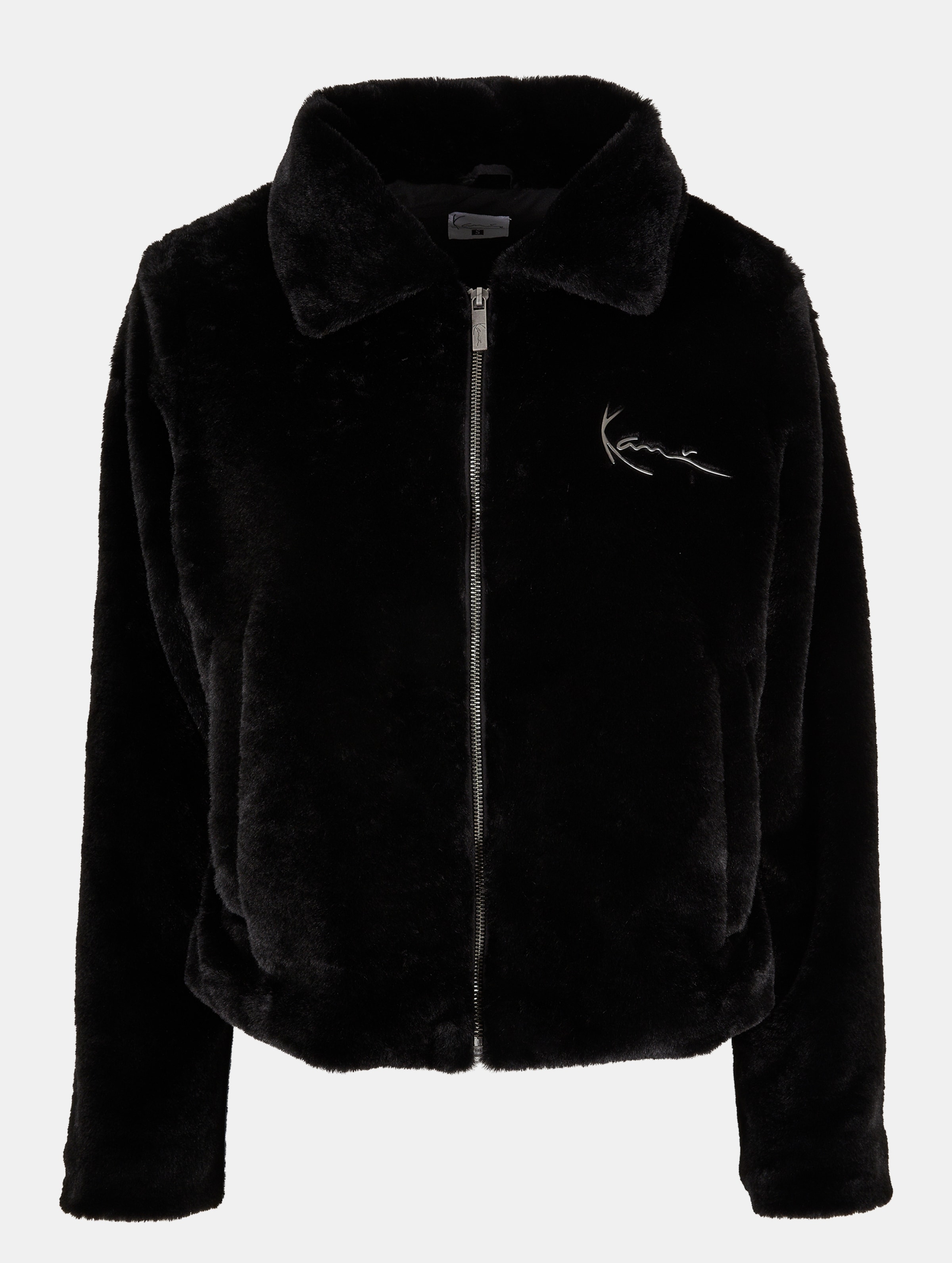 Karl Kani Metal Signature Fake Fur Jacket Frauen,Unisex op kleur zwart, Maat XS