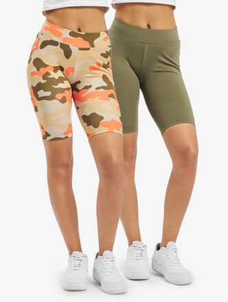 Ladies High Waist Camo Tech Cycle Shorts Double Pack