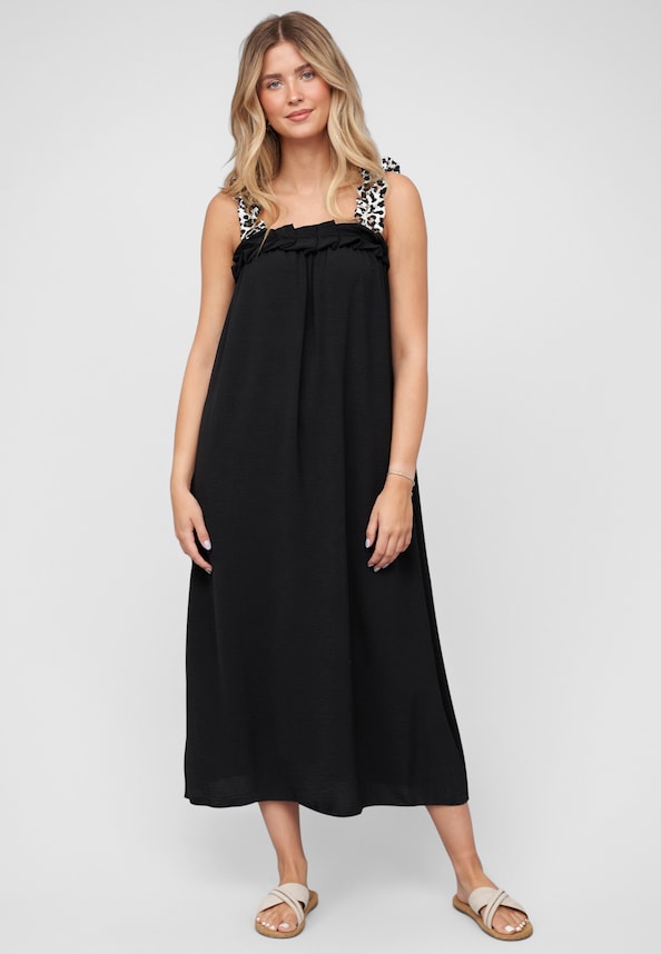 A-Line Dress with leo print straps-0