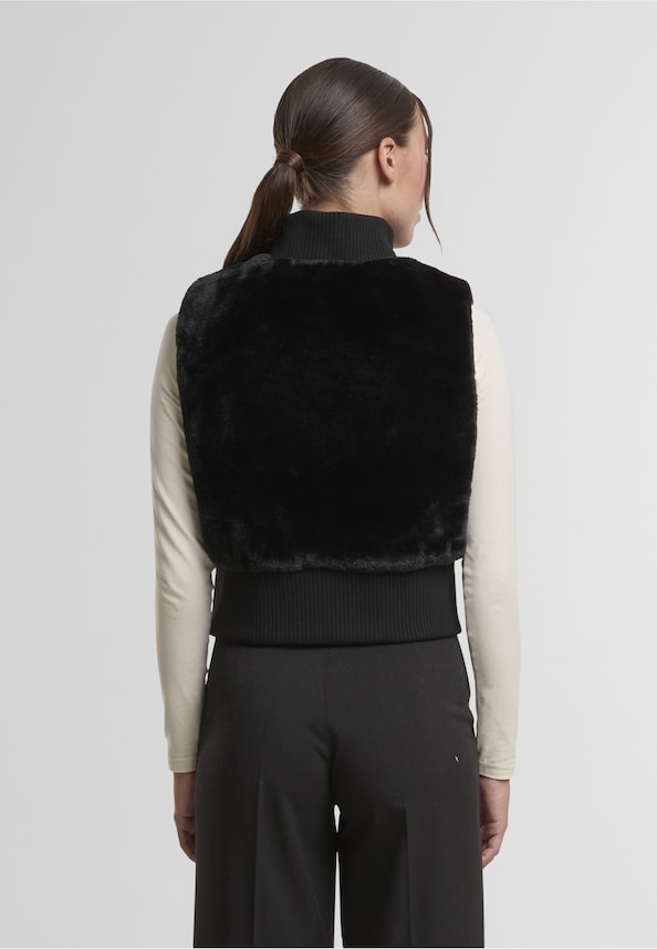 Ladies Cropped Faux Fur Vest-1