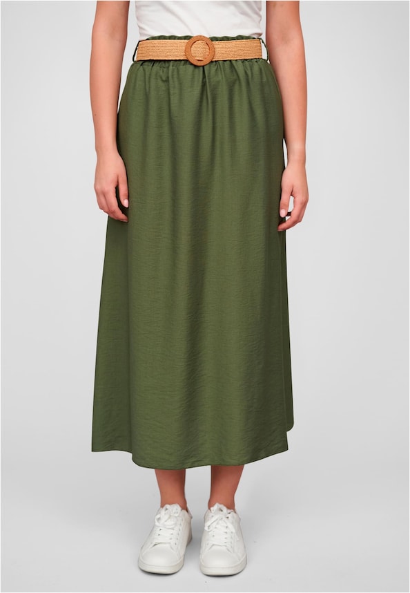 Cloud5ive Damen Longform Viskose Rock mit Gürtel-0