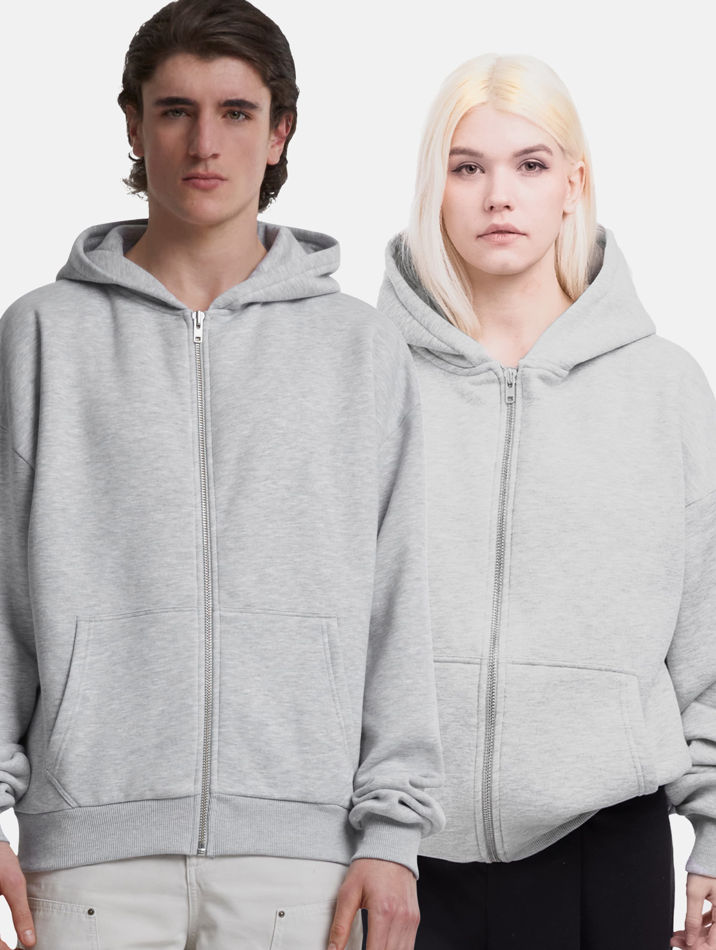 Prohibited Oversized Zip Hoodies Frauen,Männer,Unisex op kleur grijs, Maat XL