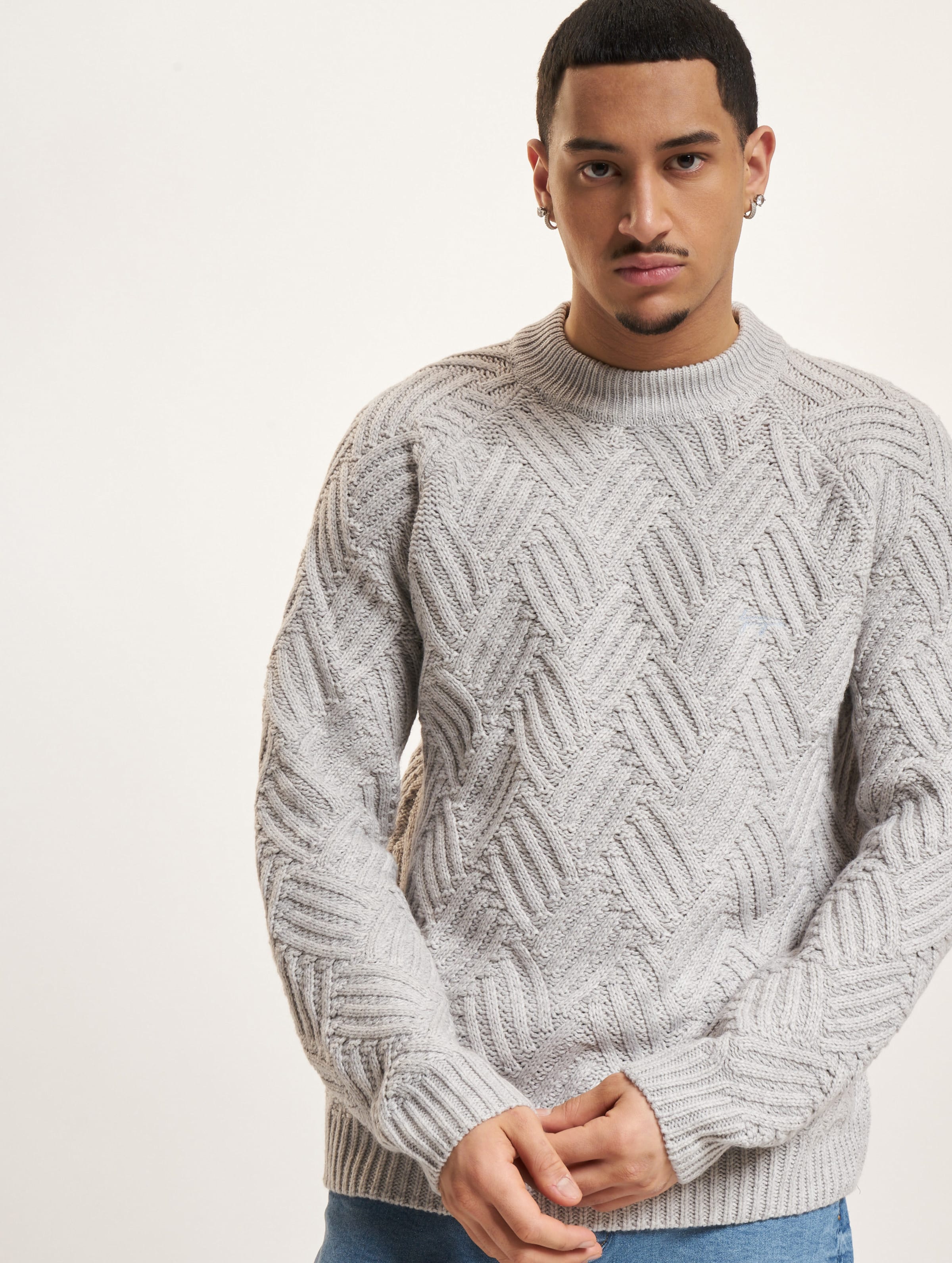 Denim Project Knitted Crossed Sweater Mannen op kleur grijs, Maat L