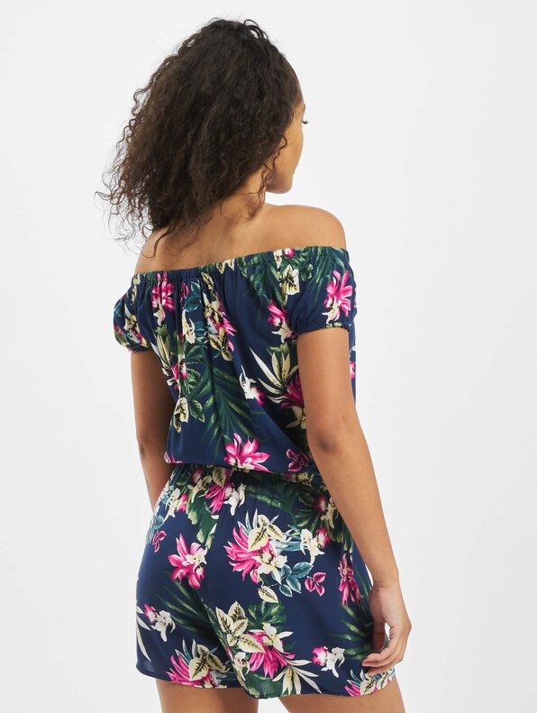 Ladies All Over Print Off Shoulder Short-1