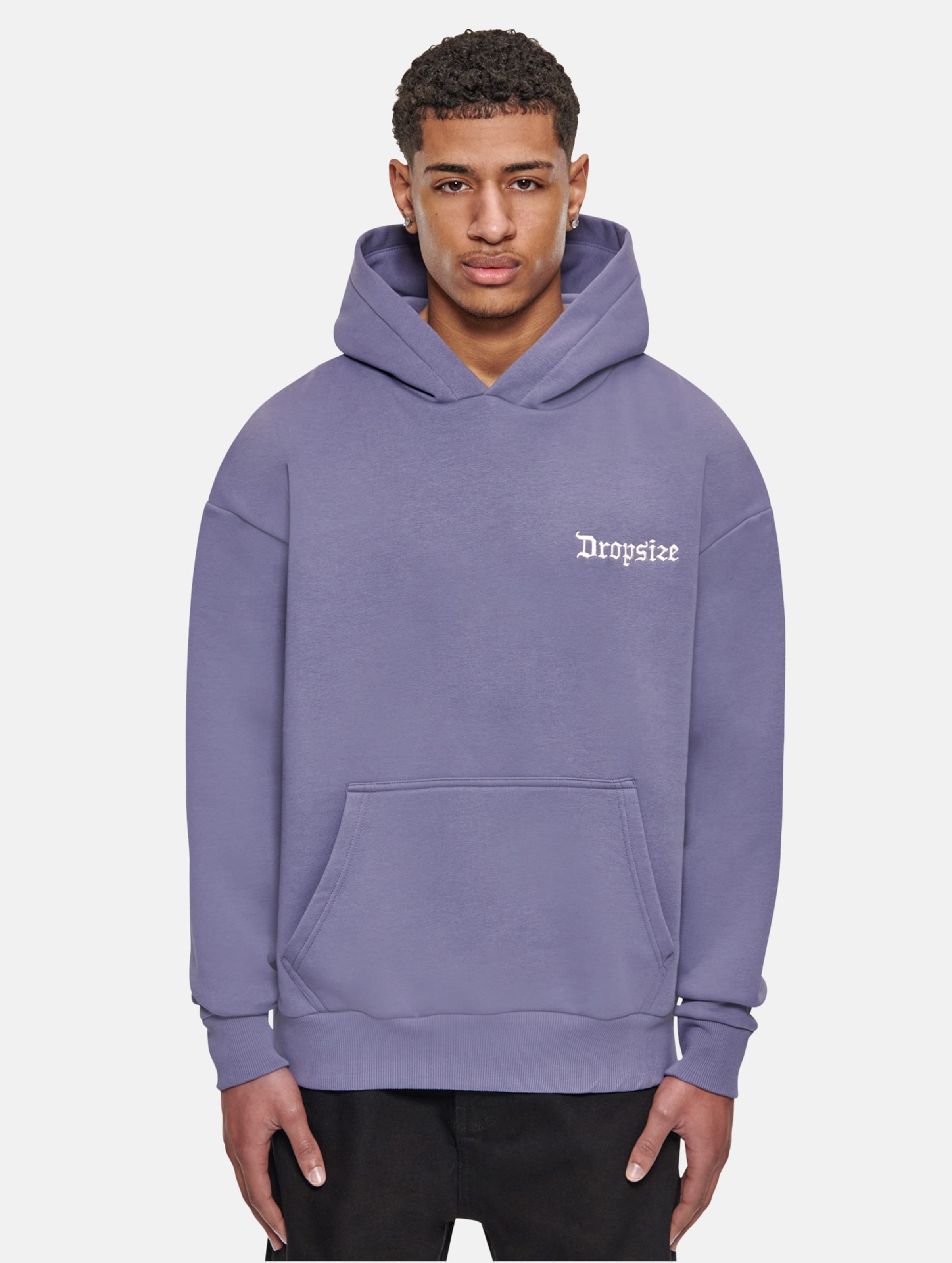 Dropsize Heavy Overisze Small Embo Hoodie op kleur violet, Maat XL