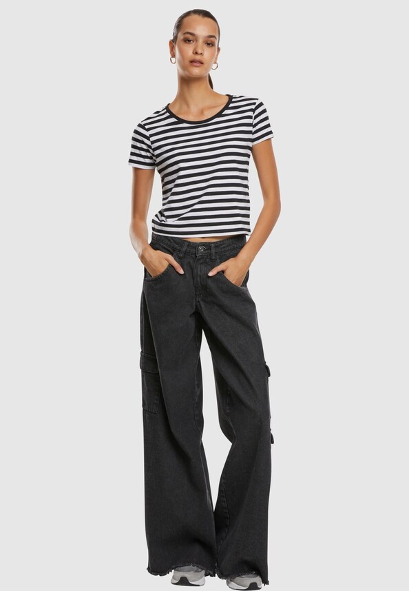 Ladies Short Striped Tee-3