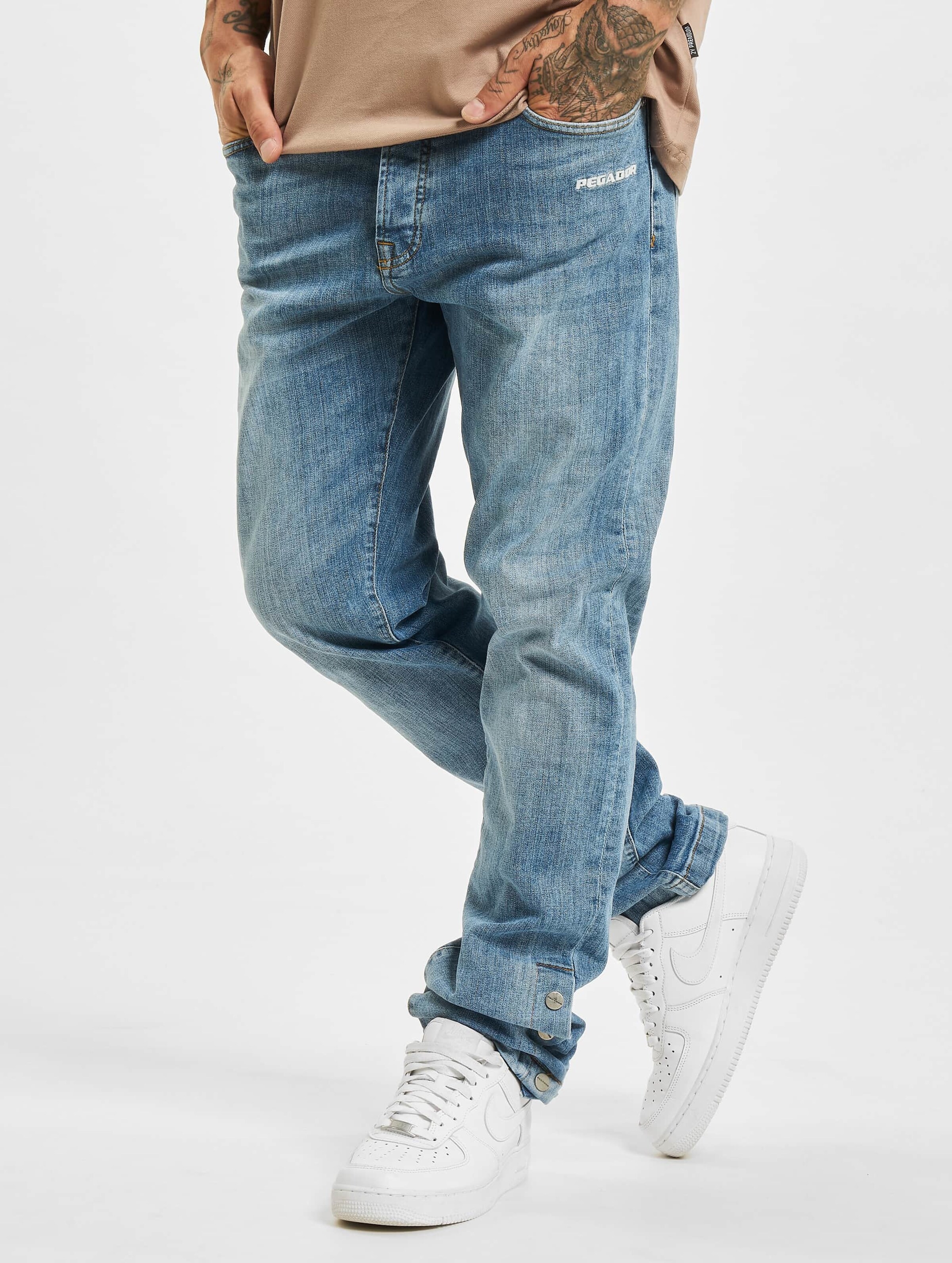 PEGADOR Moa Button Skinny Jeans Mannen op kleur blauw, Maat 32