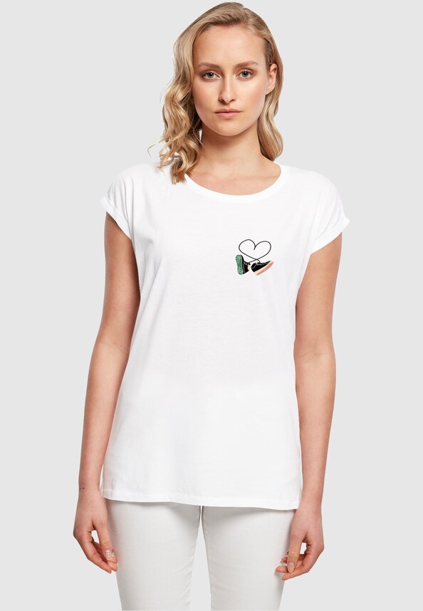 Ladies Kicks Love Extended Shoulder Tee-0