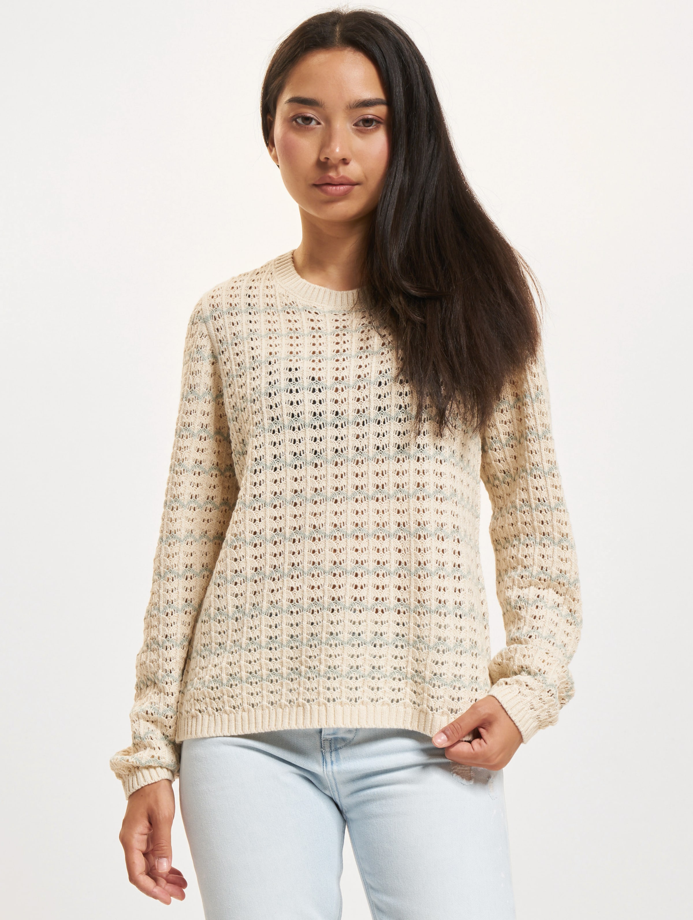 Only Asa Structure O-Neck Pullover Frauen,Unisex op kleur beige, Maat L