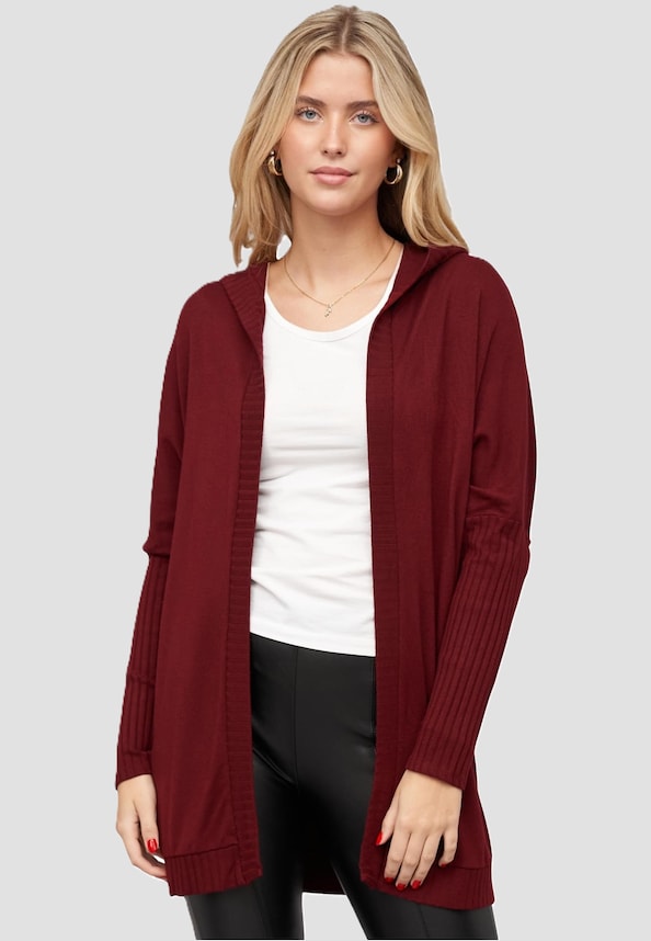 Cardigan mit offenem Schnitt und Kapuze-0