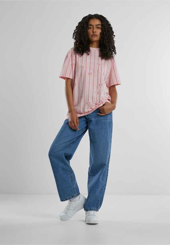 Signature Heart Pinstripe Os Tee-2