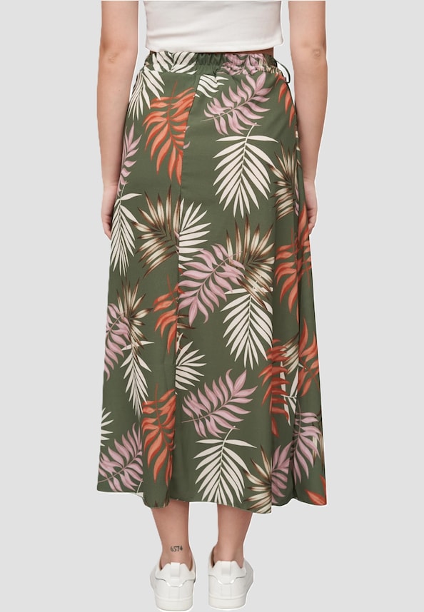 Cloud5ive Damen Longform Rock mit Allover Blätter Print-1